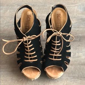 Schutz raffia tie-up platform heels